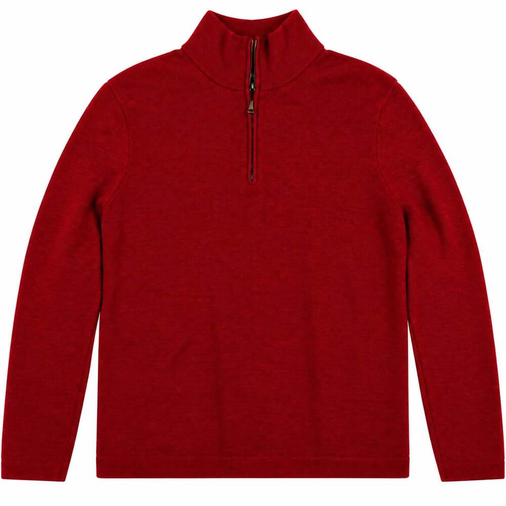 Banana Republic Quarter Zip Sweater Size L Red Wool Blend Mock Neck
